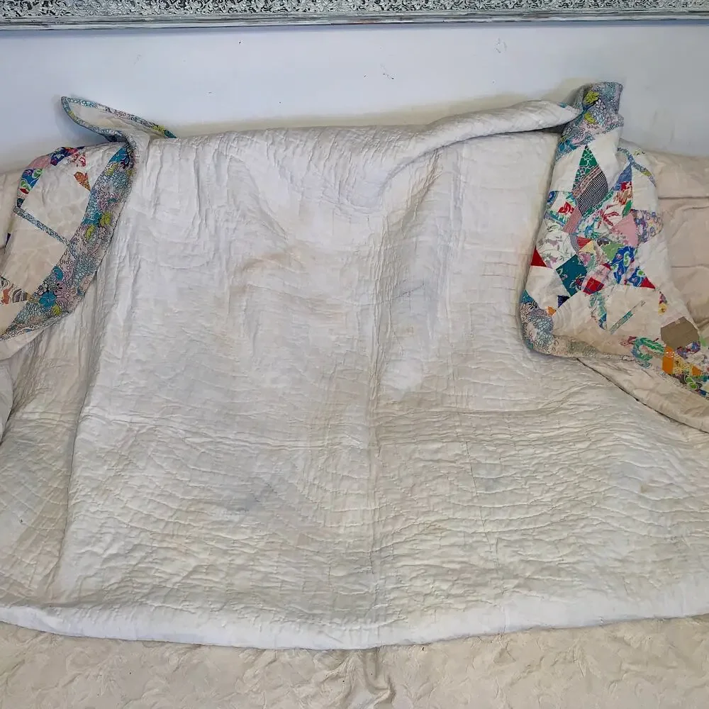 LARGE ANTIQUE 1930's 1940's 8 POINT ANTIQUE STAR QUILT-BEAUTIFUL COLORS!!!